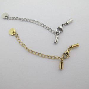 10 pcs Fermoir chaînette pour coller du cordon 2mm en acier inoxydable