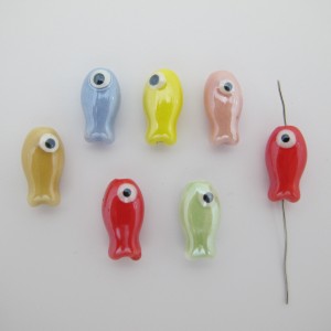 10 ceramic fish beads, 19x10mm