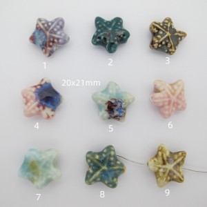 10 perles étoile de mer 20x21mm en Céramique
