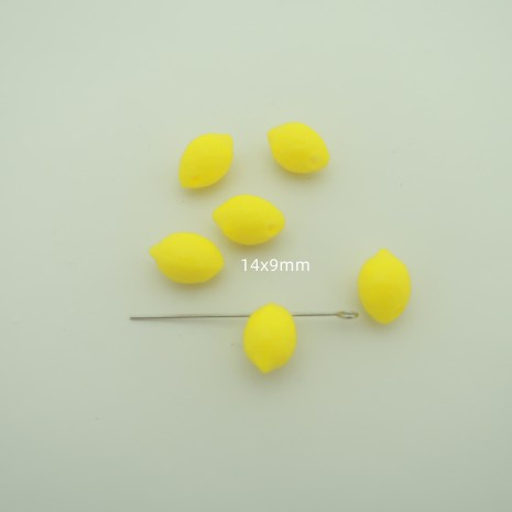 50 lemon-shaped acrylic beads, 14x9mm