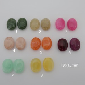 20 flat oval acrylic beads, 19x15mm
