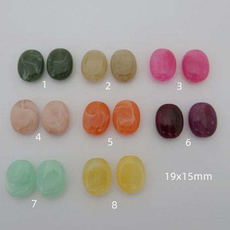 20 pcs perles ovale plat 19x15mm acryliques