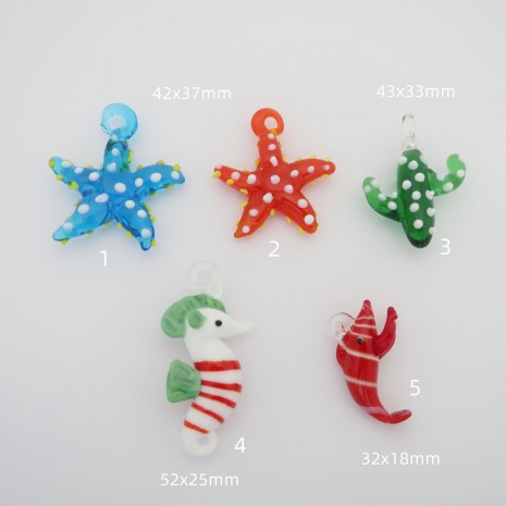 2 pcs pendentifs en verre