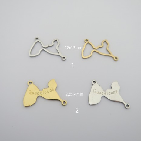 10 pcs Intercalaire guadeloupe acier inoxydable