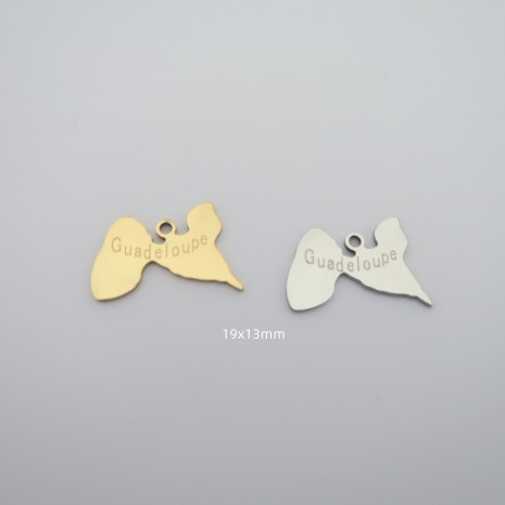 10 pcs pendentif guadeloupe acier inoxydable