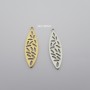 10 pcs pendentif feuille oblonque ajourée acier inoxydable