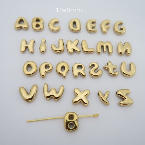 4 pcs perles lettres en acier inox