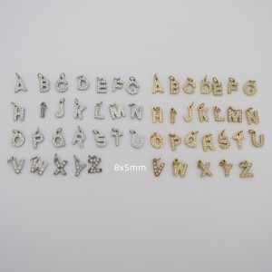 26 pcs breloques strasse lettres A à Z en acier inox