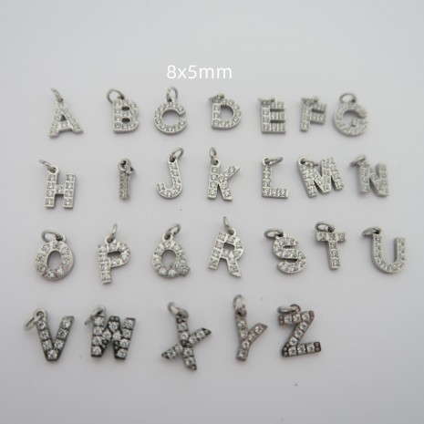 4 stainless steel rhinestone letter charms