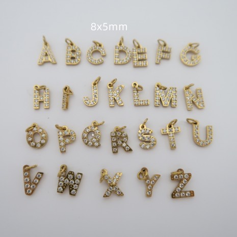 4 pcs breloques strasse lettres en acier inox