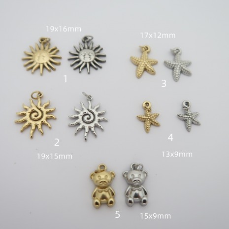 10 pcs breloques en acier inox