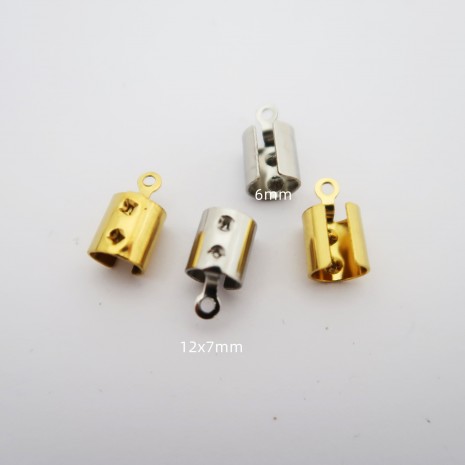 20 Lace Clips for 6mm Cord, Stainless Steel