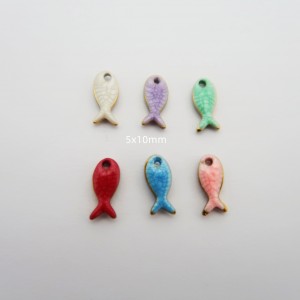 10 Mini breloque poisson émaillée 10x5mm Acier Inoxydable