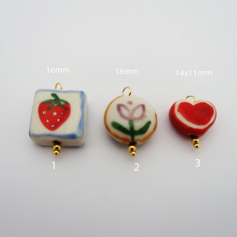 2 Stainless Steel and Ceramic Charms