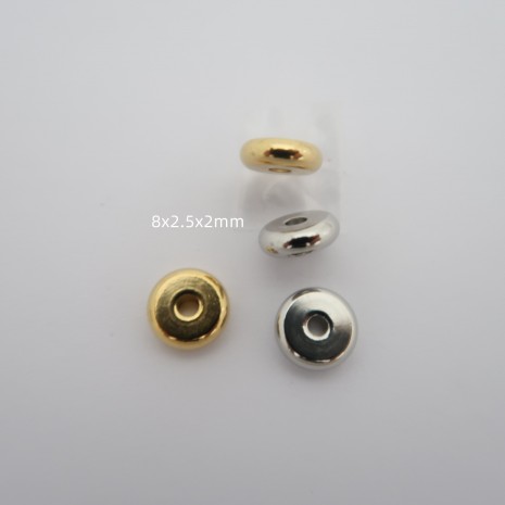 Perles rondelles 8x2.5x2mm acier inoxydable