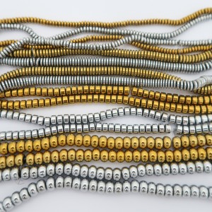 Perles rondelles en hématite- Fil de 40 cm