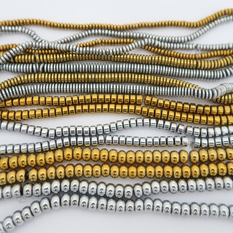 Perles rondelles en hématite- Fil de 40 cm