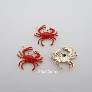 10 zamac enameled crab pendants