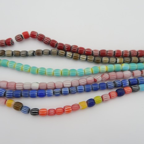 Perles Millefior 6x6mm en verre - Fil de 38cm