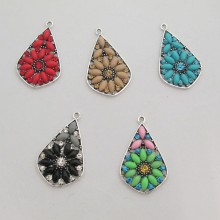 10 Pendentif goutte avec strasse 33x20mm