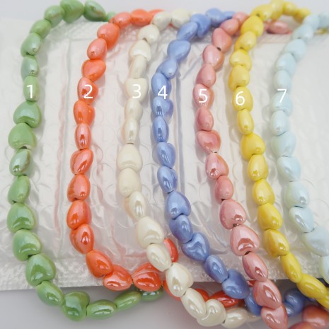 10 perles coeur 10mm en Céramique