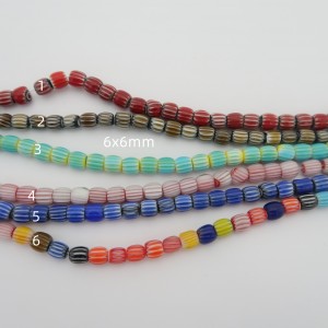 6x6mm Millefior Glass Beads - 38cm String