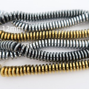 Perles rondelles 12mm en hématite- Fil de 40 cm