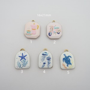 4 pcs pendentif émaillés double acier inoxydable