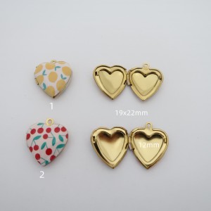 4 pcs pendentif émaillés porte-photo acier inoxydable