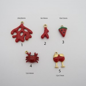 5 pcs pendentif émaillés acier inoxydable