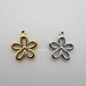 5 pcs pendentif fleur 15x17mm acier inoxydable