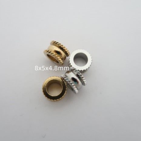 10 pcs perles Gros Trou en acier inox