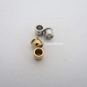 10 pcs perles 6x6x4mm en acier inox