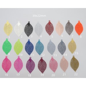 50 Estampes feuilles laser cut 39x22mm