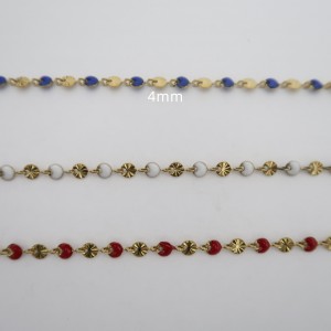 1m Chaîne sequin strié émaillée  en acier inoxydable 4mm
