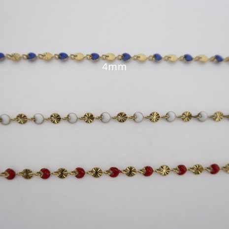 1 m of 4 mm enameled, ribbed stainless steel sequin chain