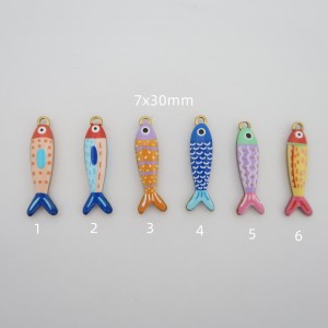 2 pcs poisson émaillés acier inoxydable