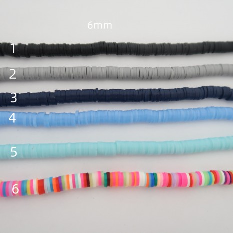 Rondelles en pâte polymère 6MM- Fil De 39 Centimetres