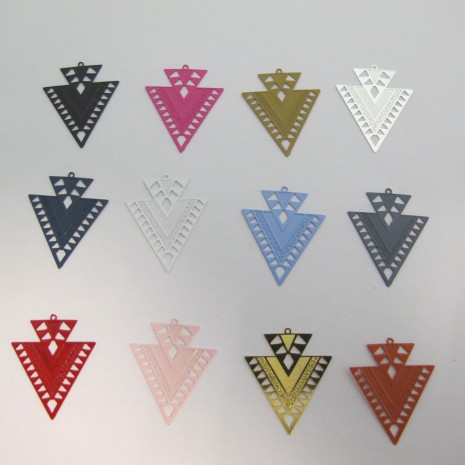 30 Estampe Double Triangle Laser Cut 31x26mm