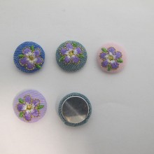 20 Cabochons Round Flat 18mm fabric flower