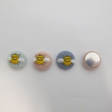 20 Cabochons Ronde Plat 18mm abeille en tissu
