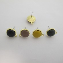 20 Pieces Leatherette Earrings Gold Stems 17MM
