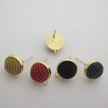 20 Pieces Fabric Earrings Gold Stems 19MM