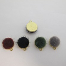 20 Pieces Synthetic Fur Pendant Gold 19X16MM